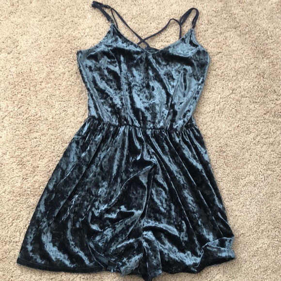 Velvet Blue Romper - Picture 1 of 2